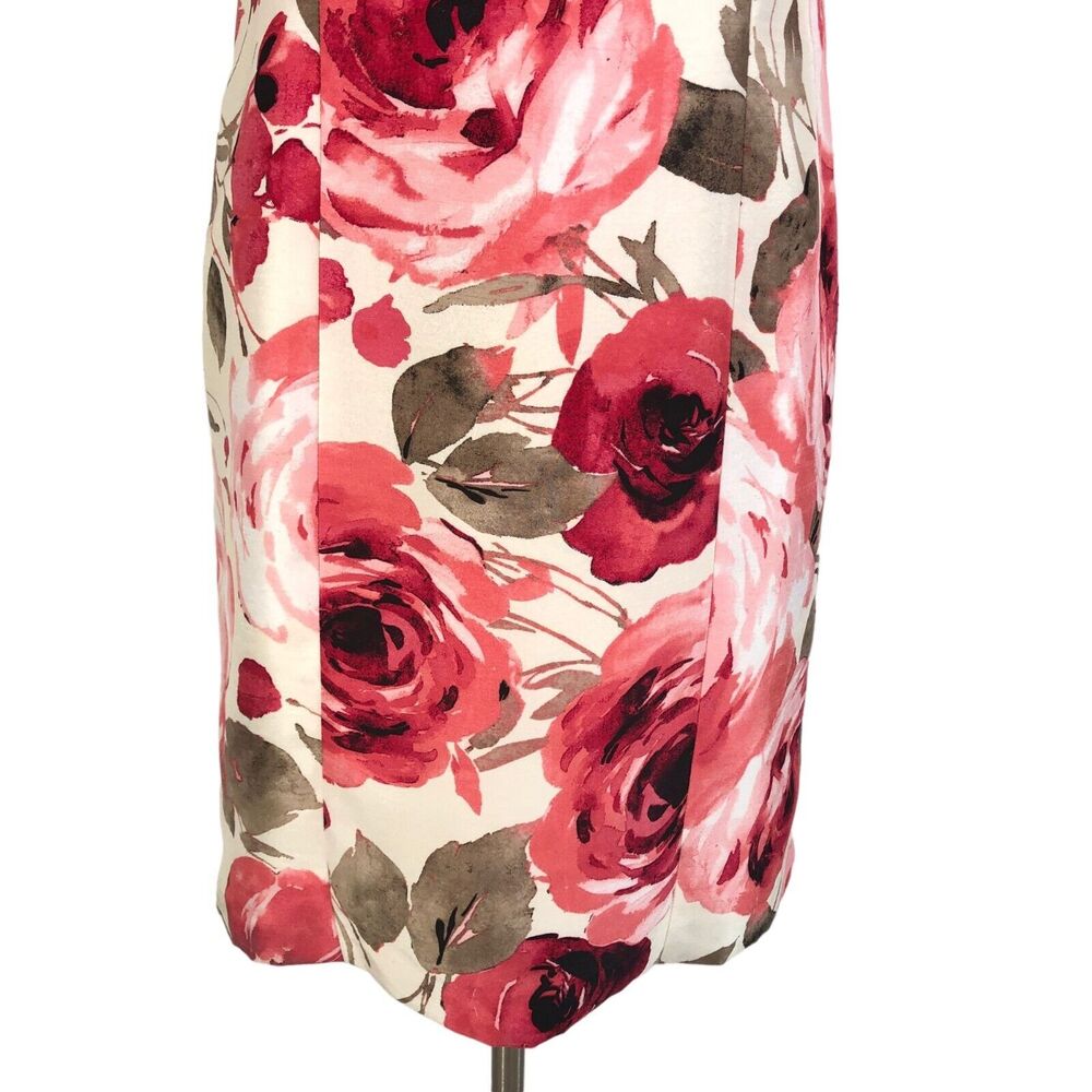 Alex Marie Career Sheath Dress Lined Knee Length Boat Neck Sleeveless 6P Floral - Picture 6 of 11